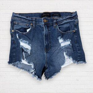 KENDALL & KYLIE The Icon Distressed Frayed Stretch Denim Jean Shorts Size 11/30